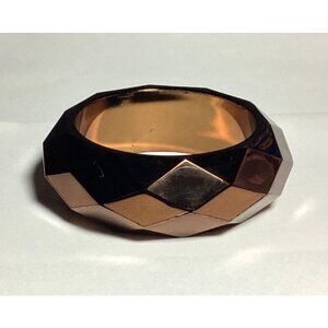 Vintage Chunky Honeycomb Faceted Lucite Bangle Bracelet Opaque Metallic Brown